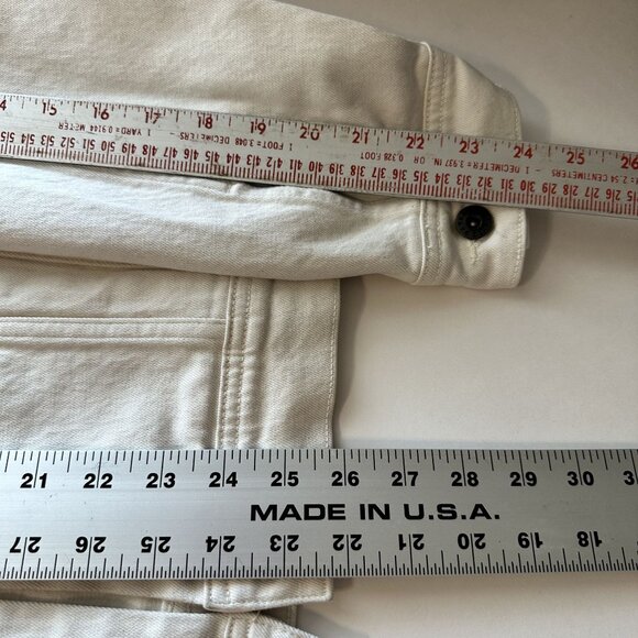Mutual Weave Mens Denim Jacket Cream Button Front & Pockets Large Jean Relaxed - Picture 11 of 11